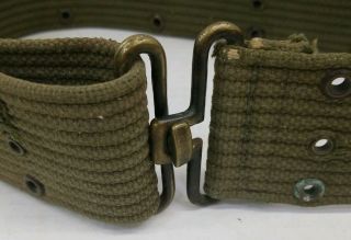 VTG WWII US Army Military Web Pistol Utility Belt Green Canvas 3