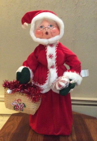 Annalee Mobilitee Vintage Christmas Peppermint Mrs.  Claus Large 28 Inch Rare