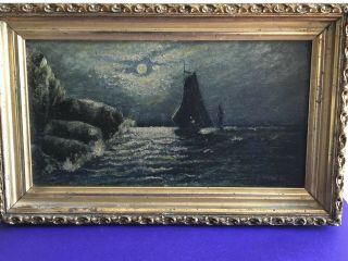 Antique Nautical Oil On Board Painting,  Circa 1900 - 30