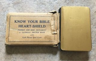 Ww2 Heart Shield Antique Engraved Steel Plate Bible