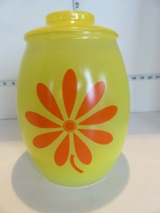 Vintage Bartlett Collins Yellow With Large Orange Daisy Cookie Jar W Lid