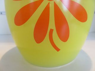VINTAGE BARTLETT COLLINS YELLOW WITH LARGE ORANGE DAISY COOKIE JAR W LID 2