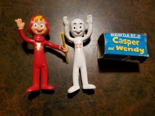Vintage Casper The Ghost And Wendy Rubber Bendy Toy
