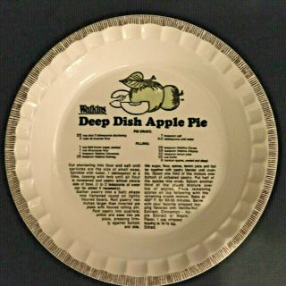 Vintage Watkins 11 Inch Collector Deep Dish Apple Pie Recipe Plate