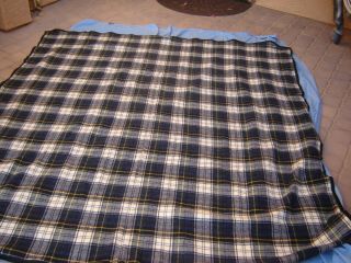 Vintage Pendleton Pure Virgin Wool 84x78 Blue Plaid Blanket Throw Made Usa