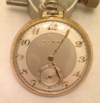 Vintage 1945 Bulova Pocket Watch 12 Size 17 Ah 17 Jewel