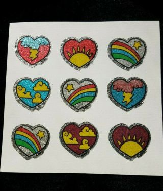 Private Listing Dso 3 80s Mark 1 Glitter Heart Stickers Scratch&sniff