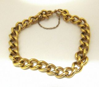 Chunky 9ct Gold Plated Curb Chain Bracelet Thick Link Heavy Vintage Mens Vintage