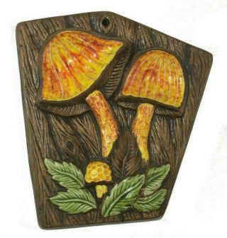 Vintage Treasure Craft Mushroom Plaque Ceramic 70s