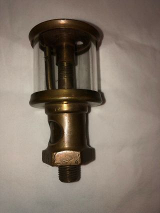 Vintage Michigan Lubricator Co.  Brass Hit Mis Engine Oiler Glass 6l