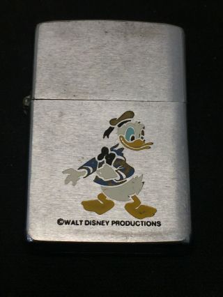 Vintage 1976 Zippo Lighter Donald Duck Disneyland Walt Disney Productions Za