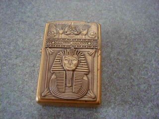 Vintage Slightly Brass 1998 Zippo Lighter Egypt King ? Symbols Piece