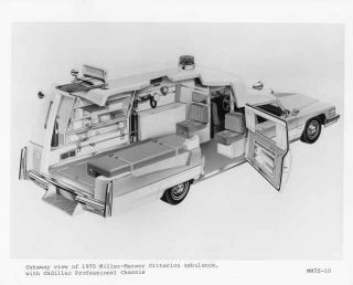1975 Cadillac Miller - Meteor Ambulance Cut - Away Illustration Press Photo 0082