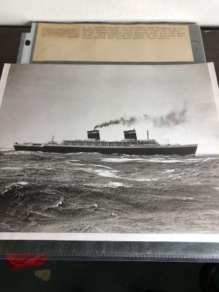 Ss United States Lines Black & White Press Photo Rough Sea Ocean Liner Vintage