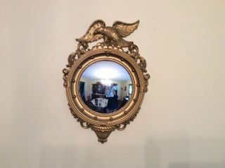 Vintage Syroco Gold Eagle Convex Mirror