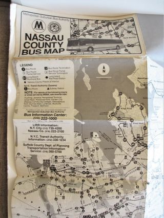 Vintage 1982 Nassau County Bus Map York City Area MSBA 3