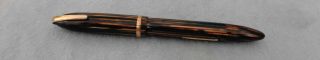 Vintage Sheaffer Brown Striped Fountain Pen 5 1/4 " Feather Touch 5 Nib