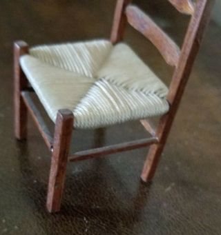 Vintage Antique Miniature Dollhouse Doll Wood High Back Porch Chair 3