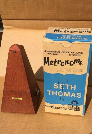 Vintage Wooden Seth Thomas Metronome 10 Mahogany Wood 1101