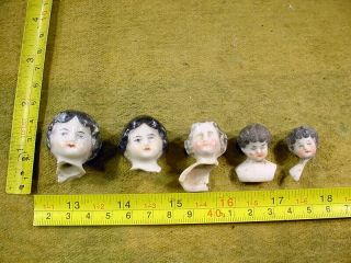 5 X Excavated Vintage Victorian Small Painted Doll Head Kister Age 1860 13246