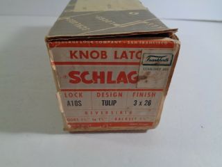 Nos Vintage Schlage Usa 2 Tone Knob Latch (interior Passage) Box