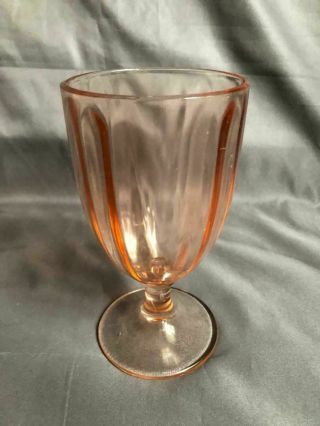 Vintage Pink Depression Glass Goblet Tumbler Wine Glass 6 1/2 " X 3 1/2 " Rd