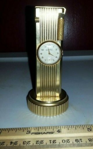 Vintage Le Briquet Table Lighter With Clock Swiss