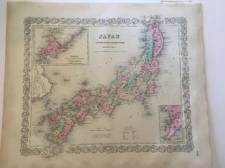 1855 1st Colton Atlas Map Japan. ,  Info.  14x17”