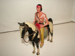 Vintage Hard Plastic Indian Native American & Horse Figure Western Toy