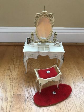 Vintage Barbie Susy Suzy Goose Furniture Vanity / Mirror / Bench & Accessories