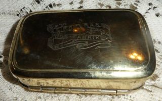 Vintage Brass Trinket Box Small Double Hinged Metal Case W Mirror Esteras Dr14