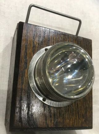 Fab Vintage Wooden Bullseye Wwi/railway/mining Torch Hand Lamp By G.  E.  C.