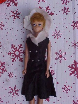 Vintage Barbie Ater Five Dress Hat & Black Open Toe JAPAN Sandals 934 from 1962 3