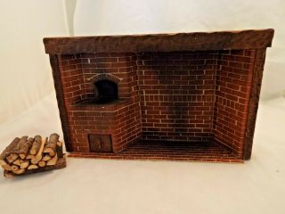 Dollhouse Miniature Brick Colonial Kitchen Fireplace