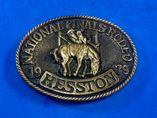 Vintage 1979 Hesston National Finals Rodeo Nfr Cowboy Belt Buckle Adult Fifth Ed