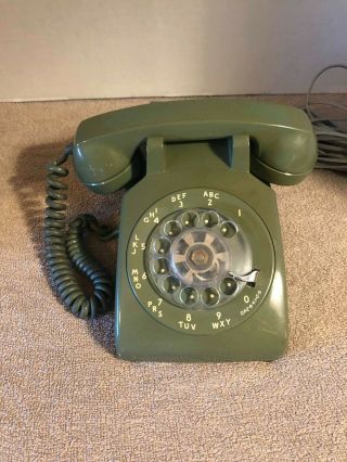 Vintage Rotary Dial Desk Phone Green Itt