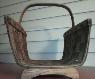 Vintage Fire Log Basket weaved bands of split oak 3