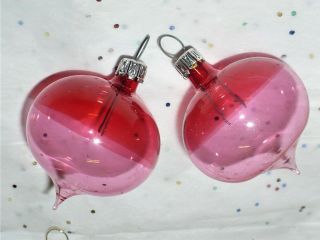 2 Vtg Christmas Small Transparent Glass Tree Ornaments Italy