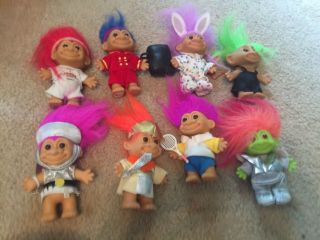 Vintage Toys Doll Hair Trolls Rubber Clothes Russ