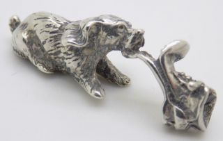 Vintage Solid Silver Italian Made Rare Puppy & Shoe Figurine Stamped Miniature