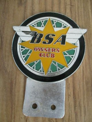 Vintage 1970s Bsa Owners Club Motorcycle/car Badge - Classic British Bike Emblem