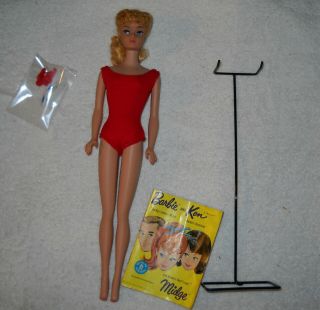 Vintage Blonde 6 Ponytail Barbie W/original Ss,  Stand,  Booklet,  Shoes,  Glasses