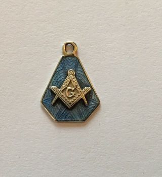 Vintage Masonic 10k Solid Gold Guilloche Enamel 11/16” Fob Or Charm