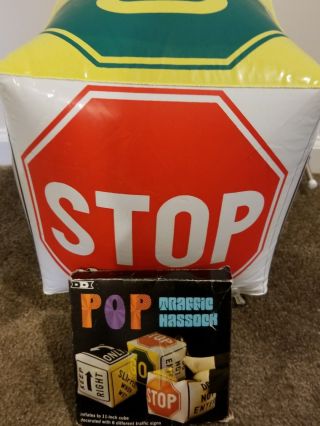 Vintage Retro 1969 Dan Dee Imports Inflatable Traffic Sign Hassock