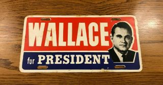 Vintage George Wallace For President Metal Political License Plate Car Tag