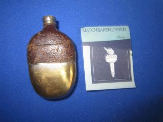 C.  1890 Leather Flask Bottle Match Holder Vesta Case Match Safe Striker