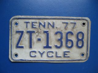 1977 Tennessee Motorcycle License Plate Zt - 1368