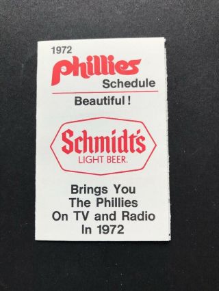 1972 Philadelphia Phillies Pocket Schedule - Beauty