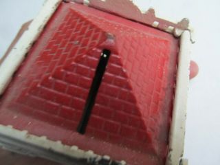 Scarce Painted Antique Victorian Still Cast Iron Bank,  Interesting Red Roof,  Toy 3