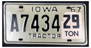Iowa 1967 Semi Truck Tractor 29 Ton License Plate A7434